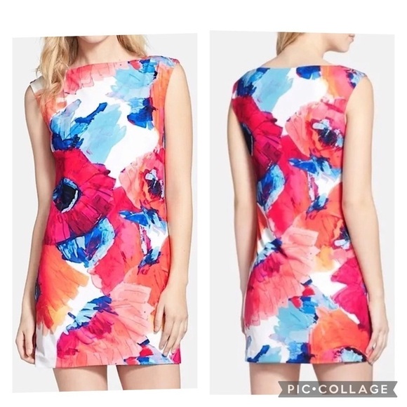 Trina Turk Dress Felana Floral Watercolor Jersey Shift Size 2 Multicolored - Picture 1 of 11